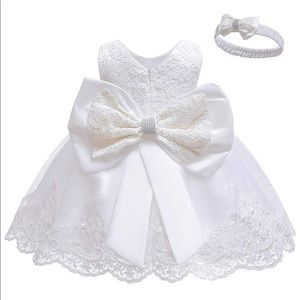 Baby Girl Dress Bowknot Tutu Dress with Headwear